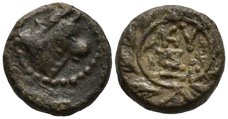 MYSIA. Kyzikos. (2nd-1st centuries BC)
AE Bronze (11.2mm 1.75g)
Obv: Head of b...