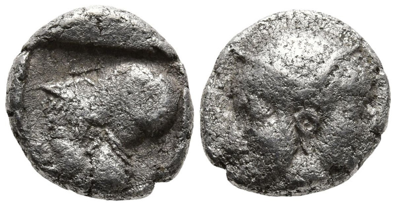 MYSIA. Lampsakos. (Circa 500-450 BC).
AR Diobol (9.8mm 1.19g)
Obv: Female jani...