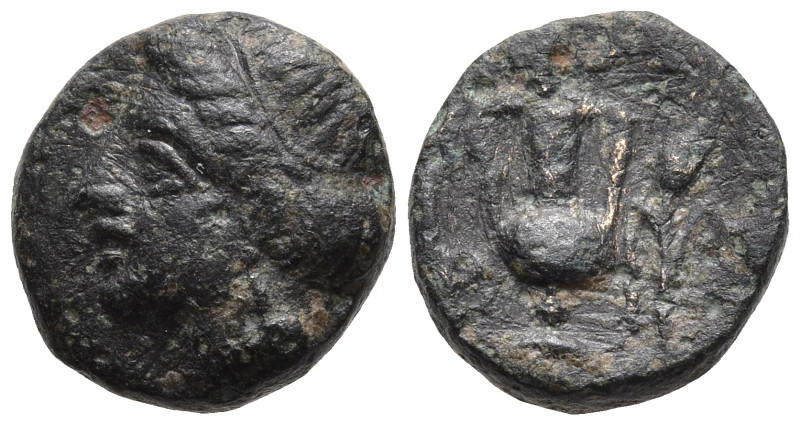 TROAS. Larissa-Ptolemais. (Circa 3rd century BC).
AE Bronze (10mm 1.2g)
Obv: Fem...