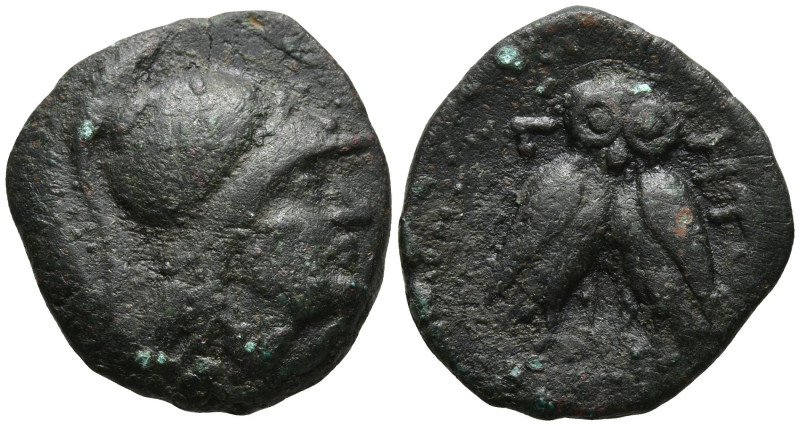 MYSIA. Miletopolis. (2nd-1st centuries BC).
AE Bronze (19.5mm 4.49g)
Obv: Helm...
