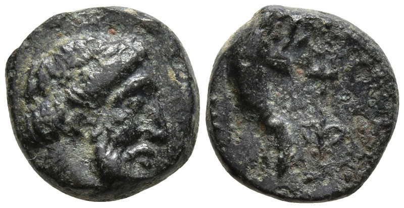 CARIA. Myndos. (Mid 4th century BC)
AE Bronze (10.7mm 1.62g)
Obv: Laureate hea...