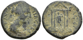 LYDIA. Nacrasa. Faustina II, Augusta (AD 147-175)
AE Bronze (17.3mm 33.16g)
Obv: Draped bust right.
Rev: Temple with four columns enclosing statue ...