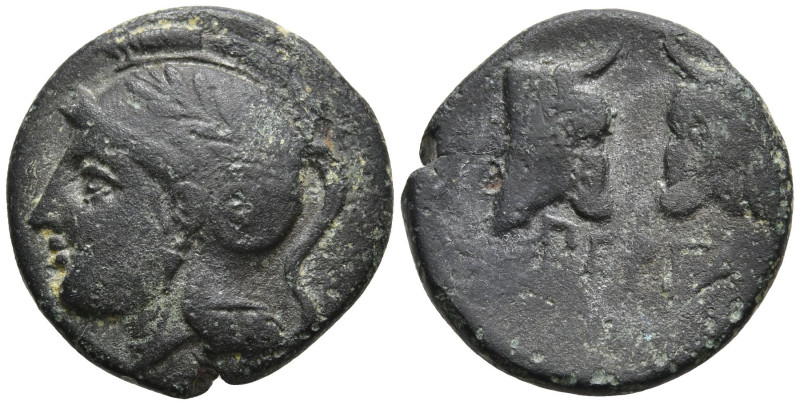 MYSIA. Pergamon. (Circa 310-282 BC).
AE Bronze (17mm 3.84g)
Obv: Helmeted and ...
