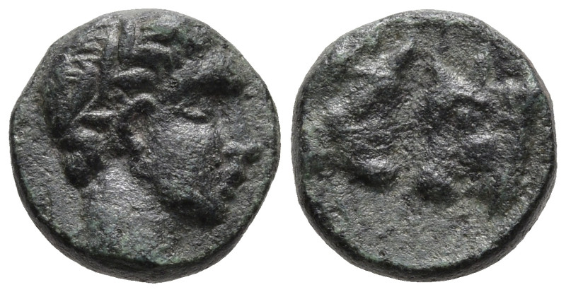 MYSIA. Pergamon. (Circa 450 BC)
AE Bronze (8.4mm 0.9g)
Obv: Laureate head of Apo...