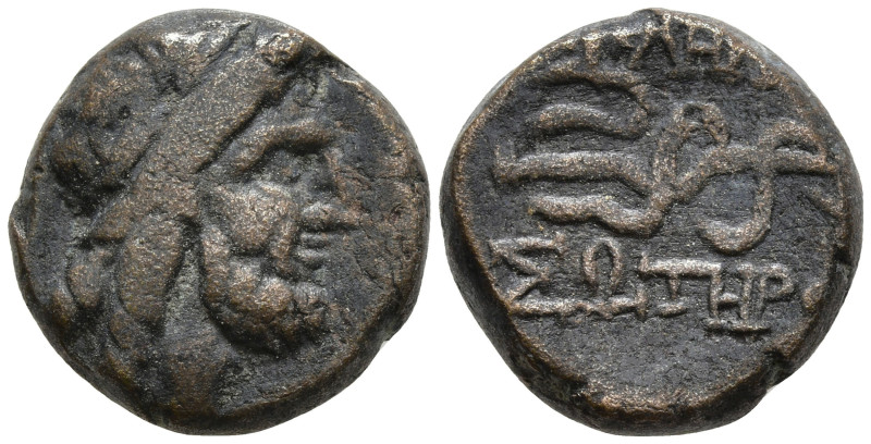 MYSIA. Pergamon. (Mid-late 2nd century BC).
AE Bronze (15.1mm 4.29g)
Obv: Laur...