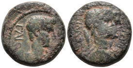 LYDIA. Philadelphia. Gaius (Caligula) (37-41 AD)
AE Bronze (17.3mm 3.56g)
Obv: ΓAIOΣ KAIΣAP. Bare head of Caligula right
Rev: ΦΙΛΑΔΕΛΦΕΩΝ ΕΡΜΟΓΕΝΗΣ ΟΛ...