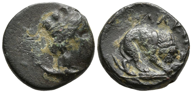MYSIA. Plakia. (4th century BC)
AE Bronze (11.72mm 1.2g)
Obv: Turreted head of...