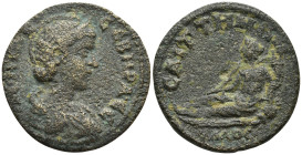 LYDIA. Saitta. Otacilia Severa, Augusta (244-249 AD)
AE Bronze (21.2mm 4.81g)
Obv: Μ ΩΤΑΚ CЄΒΗΡΑ CЄ Draped bust right, wearing stephane.
Rev: ϹΑΙΤΤ...