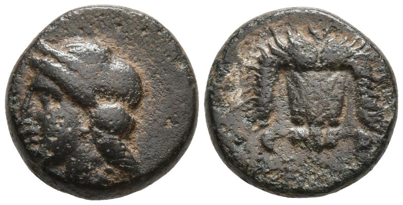 IONIA. Samos. (Circa 408/4-380/66 BC).
AE Bronze (11mm 1.53g)
Obv: Head of Her...