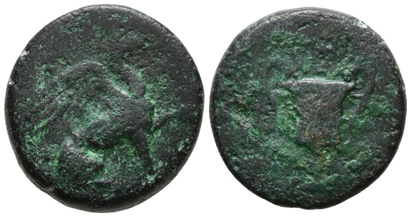 IONIA. Teos. (4th century BC)
AE Bronze (13.4mm 2.1g)
Obv: Griffin seated righ...