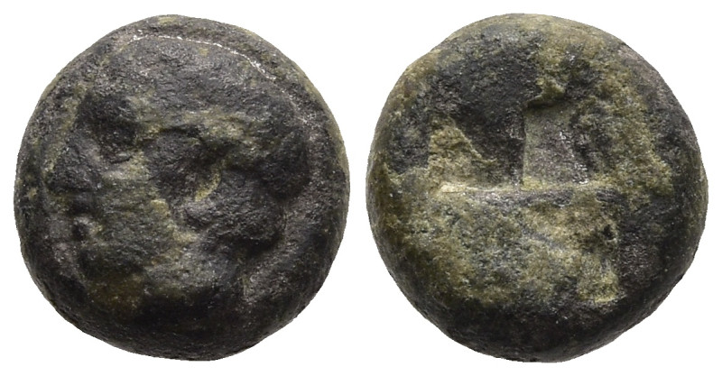 LESBOS. Uncertain. (Circa 500-450 BC)
BI 1/16 Stater (7mm 0.6g)
Obv: Diademed he...