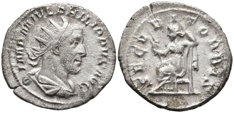 Philip I (244-249 AD). Rome
AR Antoninianus (23.8mm 2.64g)
Obv: IMP M IVL PHIL...