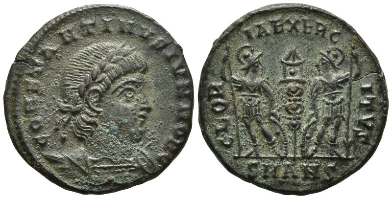 Constantine II, as Caesar (316-337 AD). Antioch
AE Follis (16mm 2.02g)
Obv: CO...