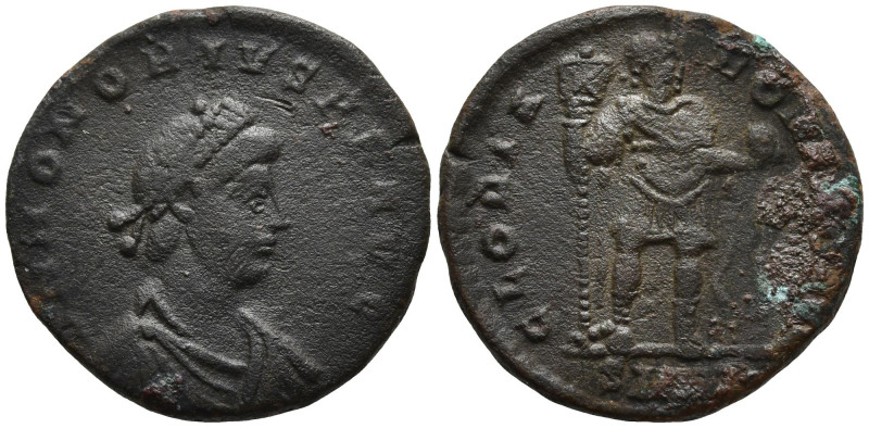 Honorius (393-423 AD)
AE Follis (20.3mm 3.97g)
Obv: D N HONORIVS P F AVG, pear...