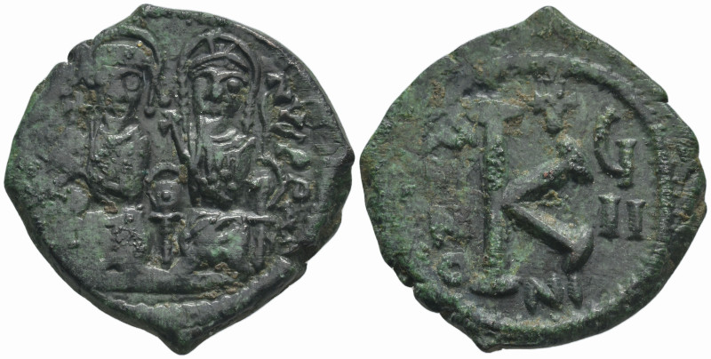 Justin II and Sophia (565-578 AD). Nicomedia
AE Half Follis (24.7mm 5.68g)
Obv...