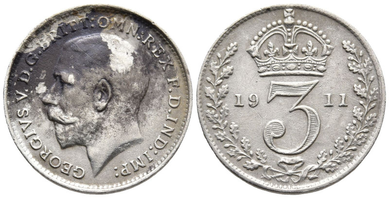 GREAT BRITAIN. George V (1910-1936 AD)
3 Pence 1911 (14mm 1.38g)