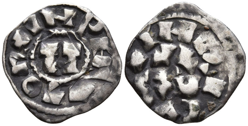 ITALY. Lucca. Heinrich III-V (1039-1125AD).
AR Denier (16mm 0.98g)
Obv: + IHPE...