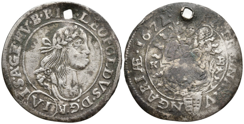 HOLY ROMAN EMPIRE. Leopold I (1657-1705 AD).
6 Kreuzer (1672 K-B) (25.7mm 2.9g)...