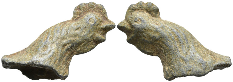 Ancient bronze cock's head figurine
(5.7g 28mm diameter)