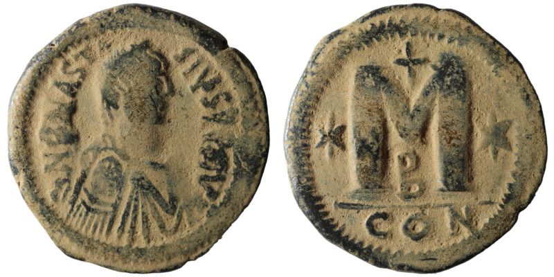 Anastasius I (AD 491-518) Constantinople
AE Follis (31mm, 16,96g)

Artificial sa...