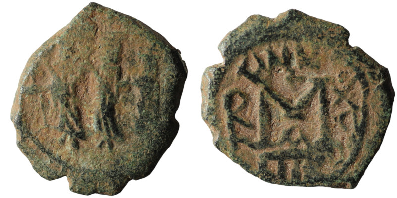 Heraclius, with Martina and Heraclius Constantine, (AD 610-641)
AE Follis (21mm,...