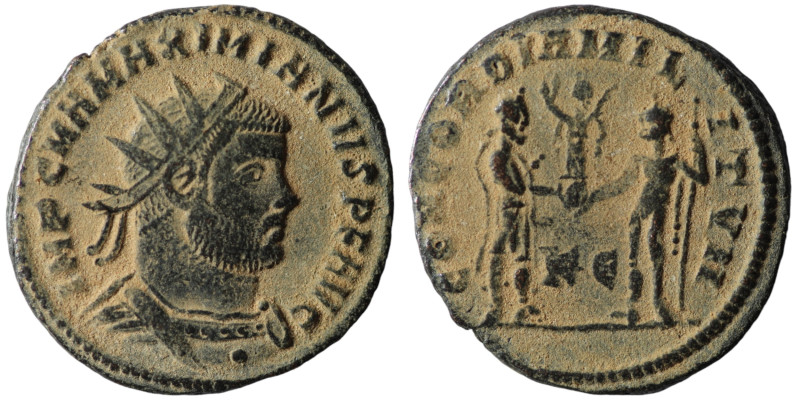 Maximianus (AD 286-305) Kyzikos
AE Follis (20mm, 3,09g)

Artificial sandpatina