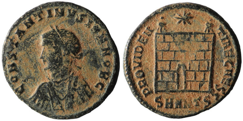 Constantine II, as Caesar (AD 317-337). Antioch
AE Follis (20mm, 2,74g)

Artific...