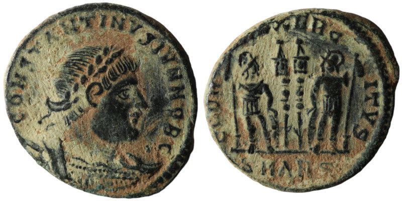 Constantine II, as Caesar (317-337 AD). Antioch
AE Follis (18mm, 2,49g)

Artific...