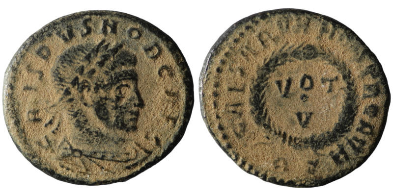 Crispus, Caesar (316-326 AD). Rome.
AE Follis (21mm, 3,12g)

Artificial sandpati...