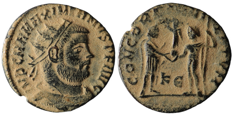 Maximianus (AD 286-305). Kyzikos
AE Radiate (20mm, 2,43g)

Artificial sandpatina