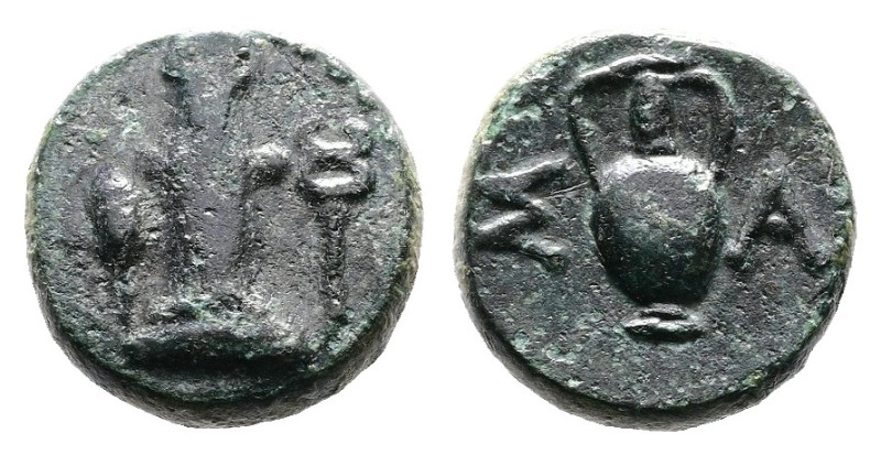 Thrace, Sestos, early 3rd. Century BC. AE (10mm, 1,32 g.). Herm facing between e...