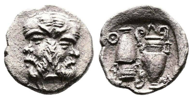 Islands off Thrace, Thasos, circa 412-404 BC. AR Diobol or Hemidrachm (13 mm, 1....