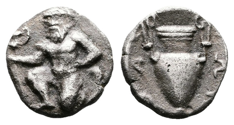 Islands off Thrace, Thasos, circa 411-404 BC. AR Trihemiobol (11mm. 0,95 g.). Ba...