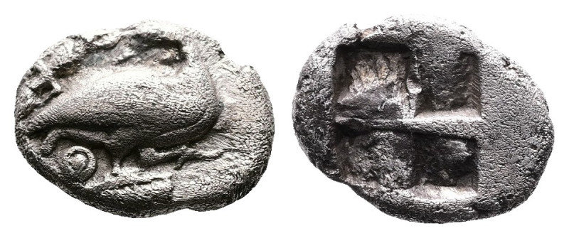 Macedon, Eion, circa 480-470 BC. AR Diobol (11 mm, 0,96 g.). Goose standing to r...