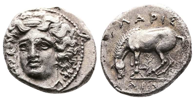 Thessaly, Larissa, circa 380-365 BC. AR Drachm (20mm, 6.00 g.). Head of the nymp...