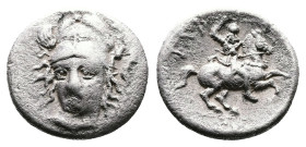Thessaly, Pharsalos, early-mid 4th. Century BC. AR Trihemiobol (12mm, 1.31 g.). Helmeted head of Athena Parthenos facing, her head turned slightly to ...