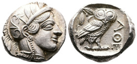 Attica, Athens, circa 449-404 BC. AR Tetradrachm (26mm, 17,23 g.) 430s. Head of Athena to right, wearing crested Attic helmet adorned with three olive...