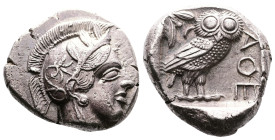 Attica, Athens, circa 449-404 BC. AR Tetradrachm (24mm, 17,18 g.) 430s. Head of Athena to right, wearing crested Attic helmet adorned with three olive...