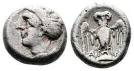 Pontos, Amisos (as Peiraeos), circa 400-360 BC. AR Siglos (14mm, 4,14g.). Head of Hera left, wearing stephane. Rev. Facing owl; ΑΡ ΙΣ. SNG BMC Black S...