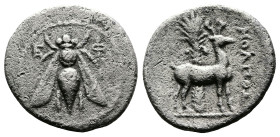 Ionia, Ephesos, circa 202-150 BC. AR Drachm (19mm, 3,71 g.). Bee Ε-Φ across fields. Rev. Stag standing right; palm tree in background. Some light poro...
