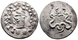 Ionia, Ephesos, circa 180-67 BC. AR Cistophoric Tetradrachm (30mm, 12.37 g.). Cistophoric type. Dated RY 2 of Attalos III of Pergamon (138/7 BC). Cist...
