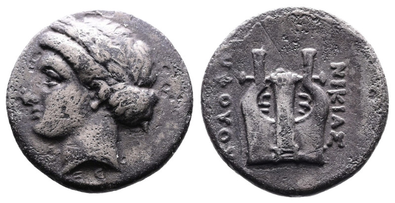 Ionia, Kolophon, circa 375-350 BC. AR Drachm (16 mm, 3,39 g.). Nikias, magistrat...