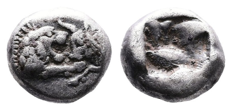 Kings of Lydia, Kroisos, circa 560-546 BC. AR 1/12 Stater (8mm, 0.89g.). Confron...