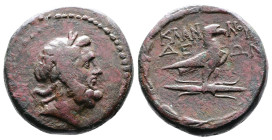 Lydia, Klannudda, 2nd.-1st. Century BC. AE (20mm, 8,36 g.). Laureate head of Zeus to right. Rev. ΚΛΑΝΝΟΥΔΔΕΩΝ Eagle with closed wings standing right o...