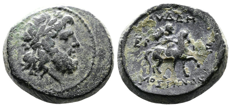 Lydia, Mostene, 2nd.-1st. Century BC. AE (20mm, 11,91g.). Laureate head of Zeus ...