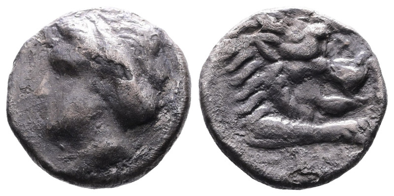 Caria, Knidos, circa 350-330/20 BC. AR Drachm (16mm, 3.12 g.). Head of Artemis l...