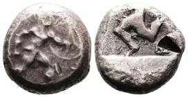 Pamphylia, Aspendos, circa 465-430 BC. AR Stater (18mm. 10,72g.). Hoplite advancing right, holding spear in his right hand and shield with his left. R...