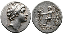 Seleukid Kingdom, Antiochos V Eupator, 164-162 BC. AR Tetradrachm (30 mm, 16,68g.). Antioch-on-the Orontes. Diademed head of Antiochos V to right. Rev...