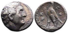Egypt, Ptolemy II Philadelphos 285-246 BC. AR Tetradrachm (24mm, 13,69) Gaza mint, struck year 37 = 249-248 BC. head of Ptolemy to right. Rev. ΒΑΣΙΛΕΩ...