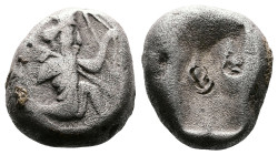 Persia, Achaemenid Empire, Darius I-Xerxes II, circa 485-470 BC. AR Siglos (14x12mm, 5,36 g.). Persian king right, in kneeling-running stance, holding...